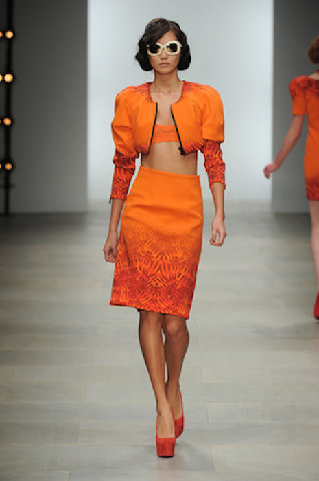 Mark Fast Spring/Summer 2012 Orange Cropped Bomber Jacket